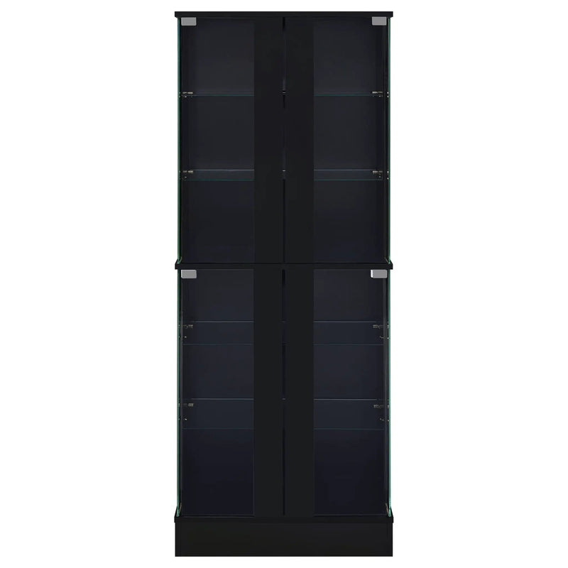 Cabra 4-door LED Curio Display Cabinet Black High Gloss by Unique Piece Furniture