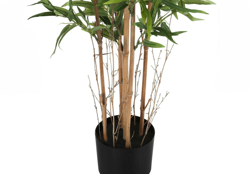 50" Tall, Artificial Plant, Bamboo Tree, Indoor, Faux, Fake, Floor, Greenery, Potted, Decorative - Green / Black by Unique Piece Furniture