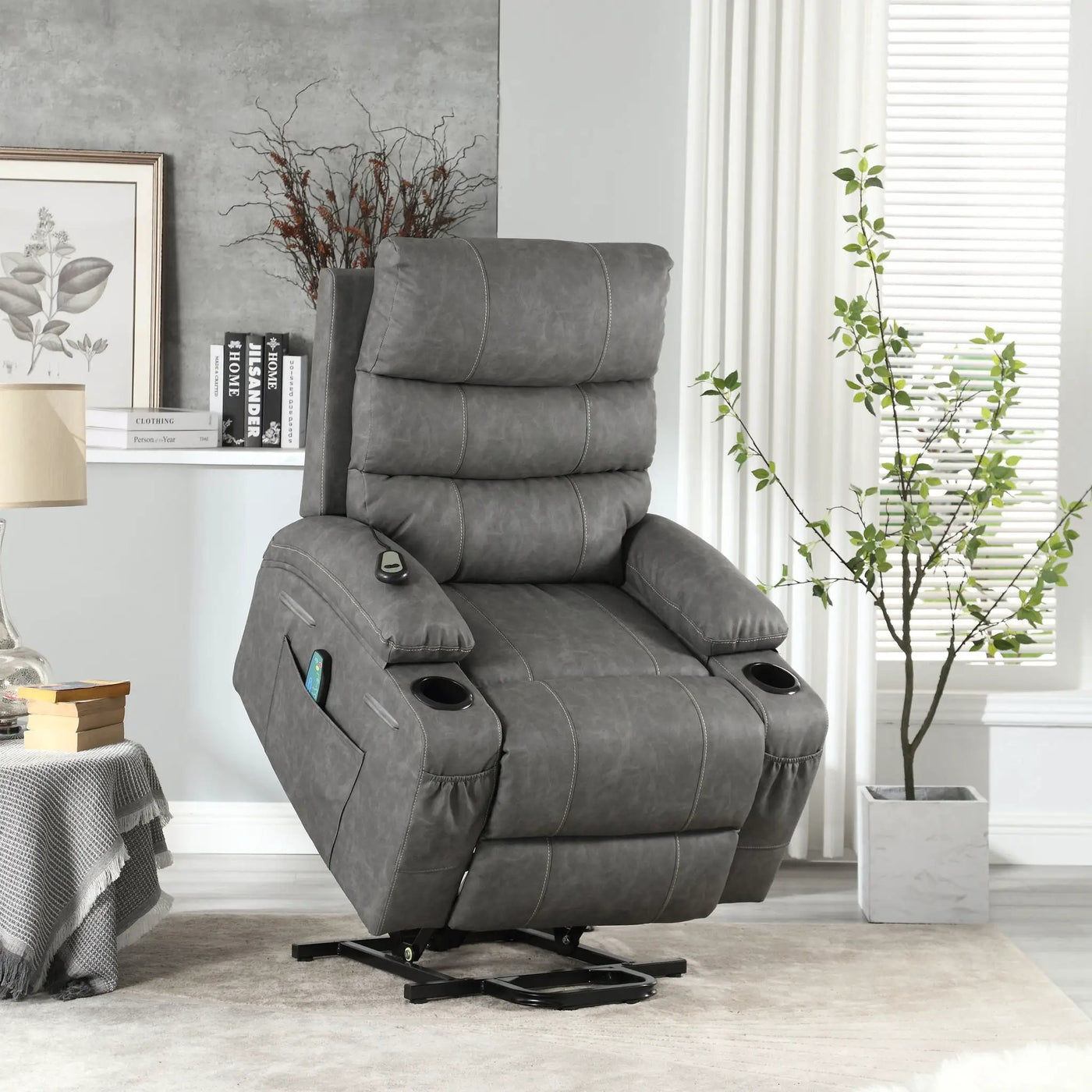 Large Electric Power Lift Recliner Chair Sofa with Massage and Heat by HouseOfZazla