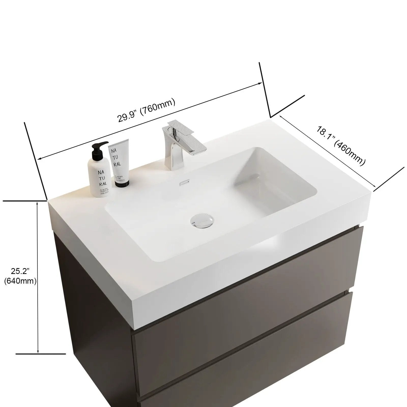 Alice - Bathroom Vanity With Sink, Large Storage Wall Mounted Floating Bathroom Vanity For Modern Bathroom, One-Piece Sink Basin Without Drain And Faucet by Unique Piece Furniture