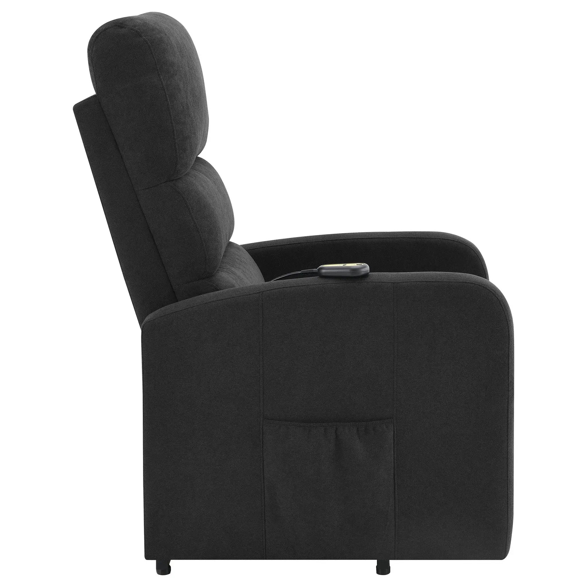 Royston - Upholstered Power Lift Recliner With Remote Comfort - Black by Unique Piece Furniture