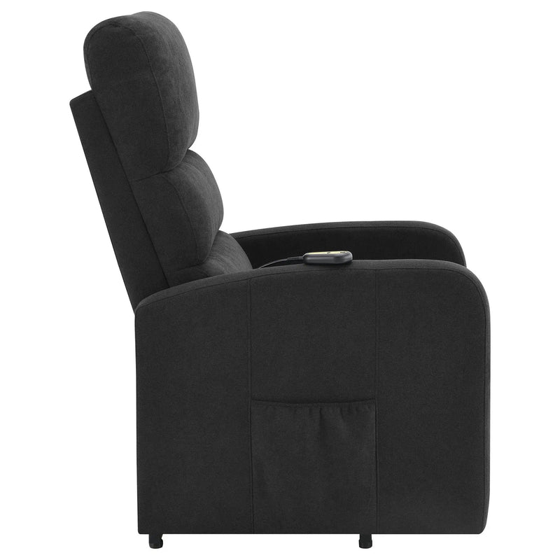 Royston - Upholstered Power Lift Recliner With Remote Comfort - Black by HouseOfZazla