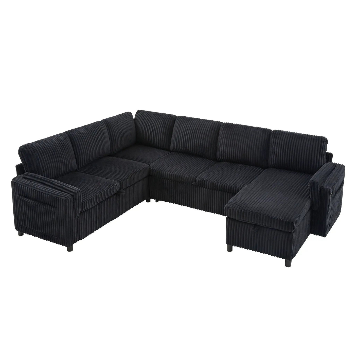 Convertible U-Shaped Sectional Sofa Bed With USB Ports And Storage by HouseOfZazla