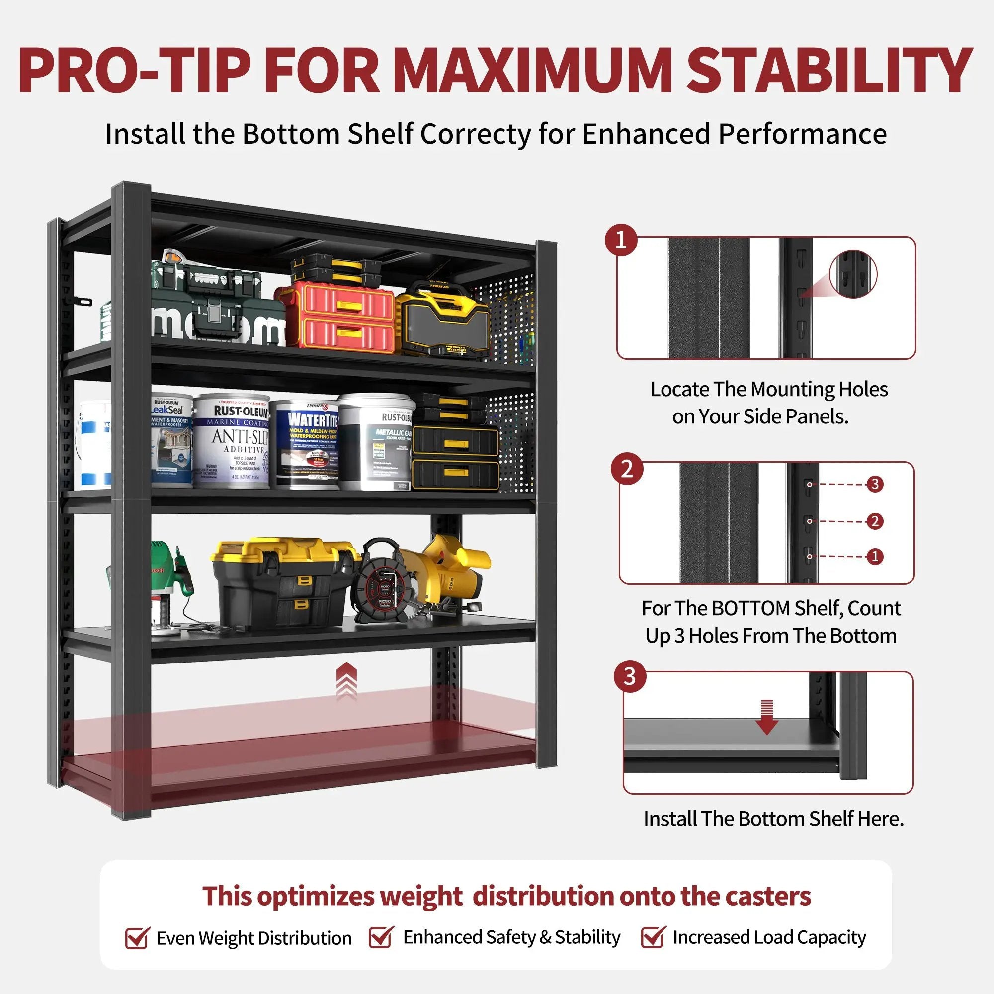 72"H 5-Tier Adjustable Heavy-Duty Shelving with Pegboard by HouseOfZazla