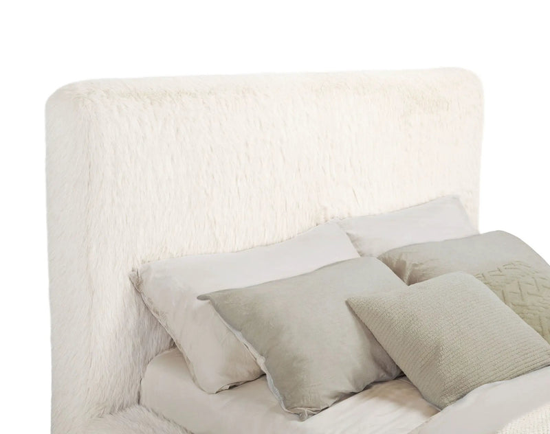 Rebecca Faux Fur Upholstered Queen Bed Cream by Unique Piece Furniture