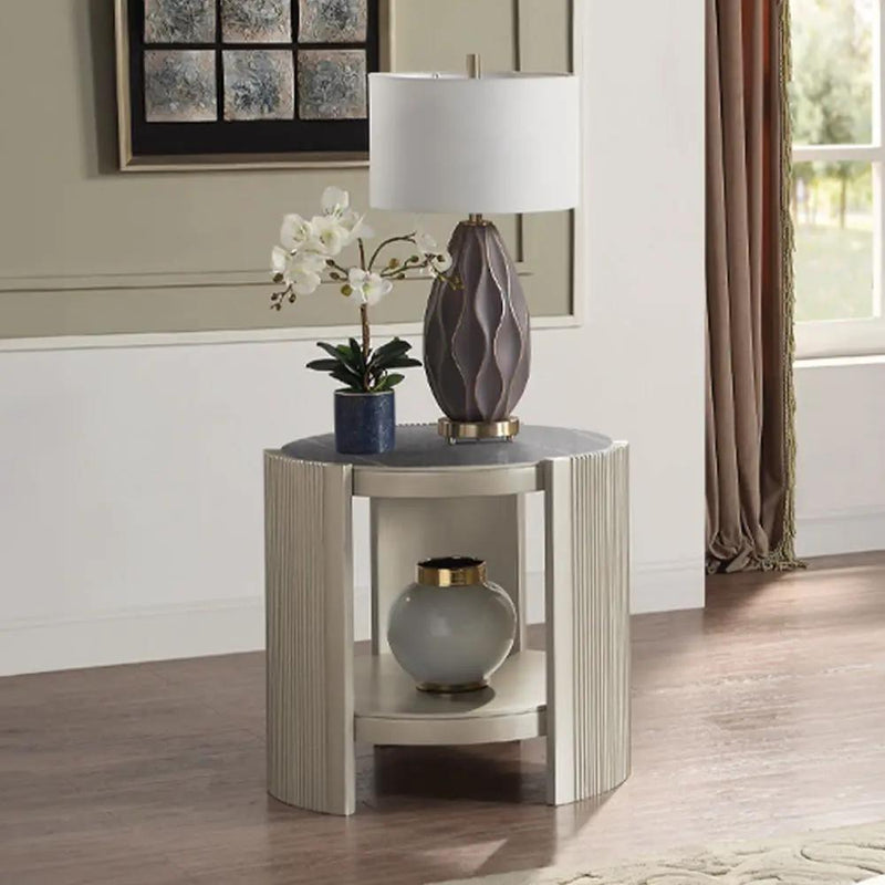 Kasa - End Table - Sintered Stone & Champagne by Unique Piece Furniture