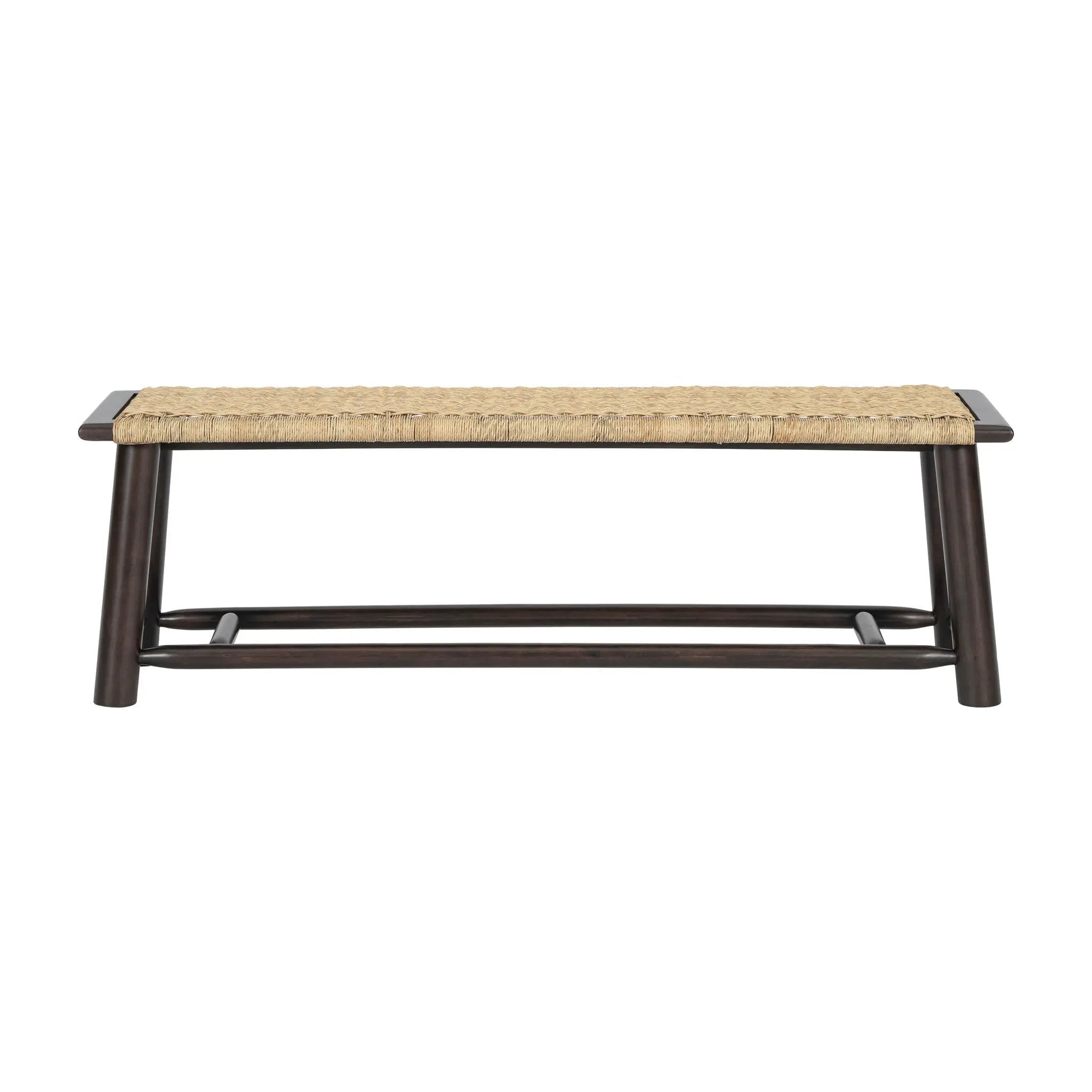 Farmhouse Modern Solid Wood Rattan Bench Multi Functional Design 59" Indoor & Covered Outdoor Bench - Walnut by Unique Piece Furniture