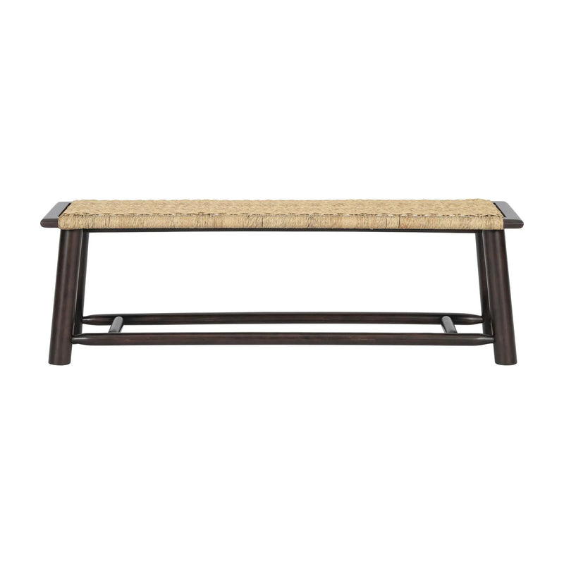 Farmhouse Modern Solid Wood Rattan Bench Multi Functional Design 59" Indoor & Covered Outdoor Bench - Walnut by Unique Piece Furniture