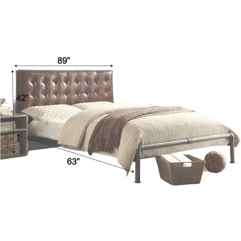 Brancaster - Queen Bed - Vintage Brown Top Grain Leather by Unique Piece Furniture