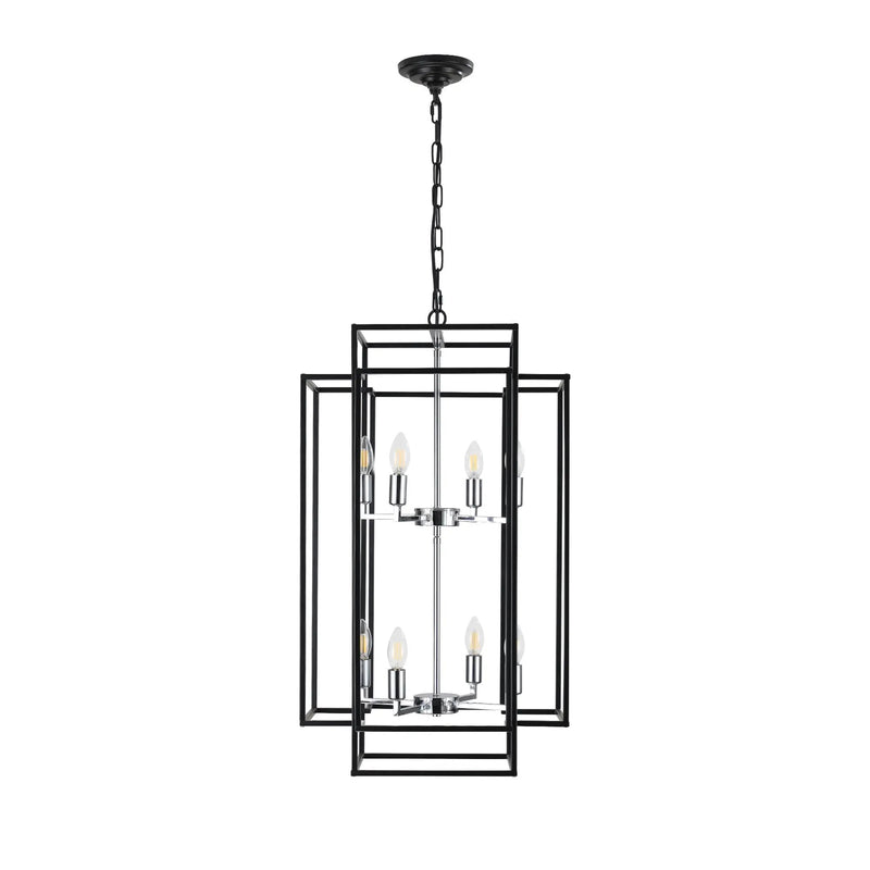 18' Modern 8-Light Black & Chrome Geometric Pendant Chandelier by HouseOfZazla