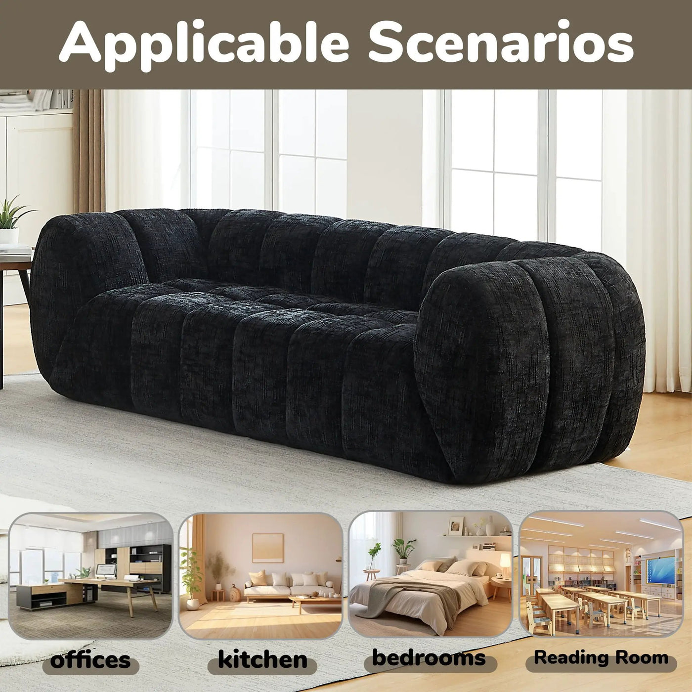 Modern Sofa With Piano Key Backrest by HouseOfZazla