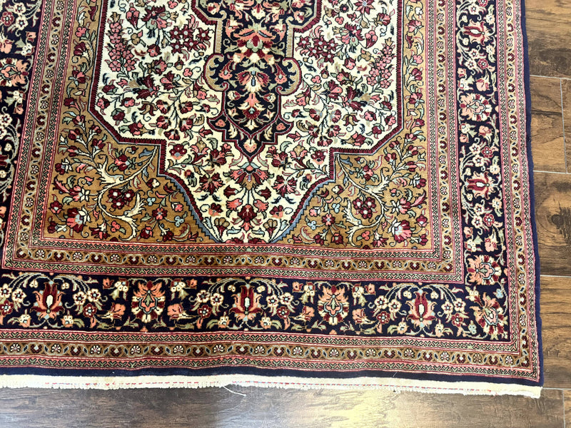 Persian Qum Rug 3.6 x 5, Kork Wool, Very Finely Hand Knotted 325 KPSI, Rare, Semi Antique by Jewel Rugs