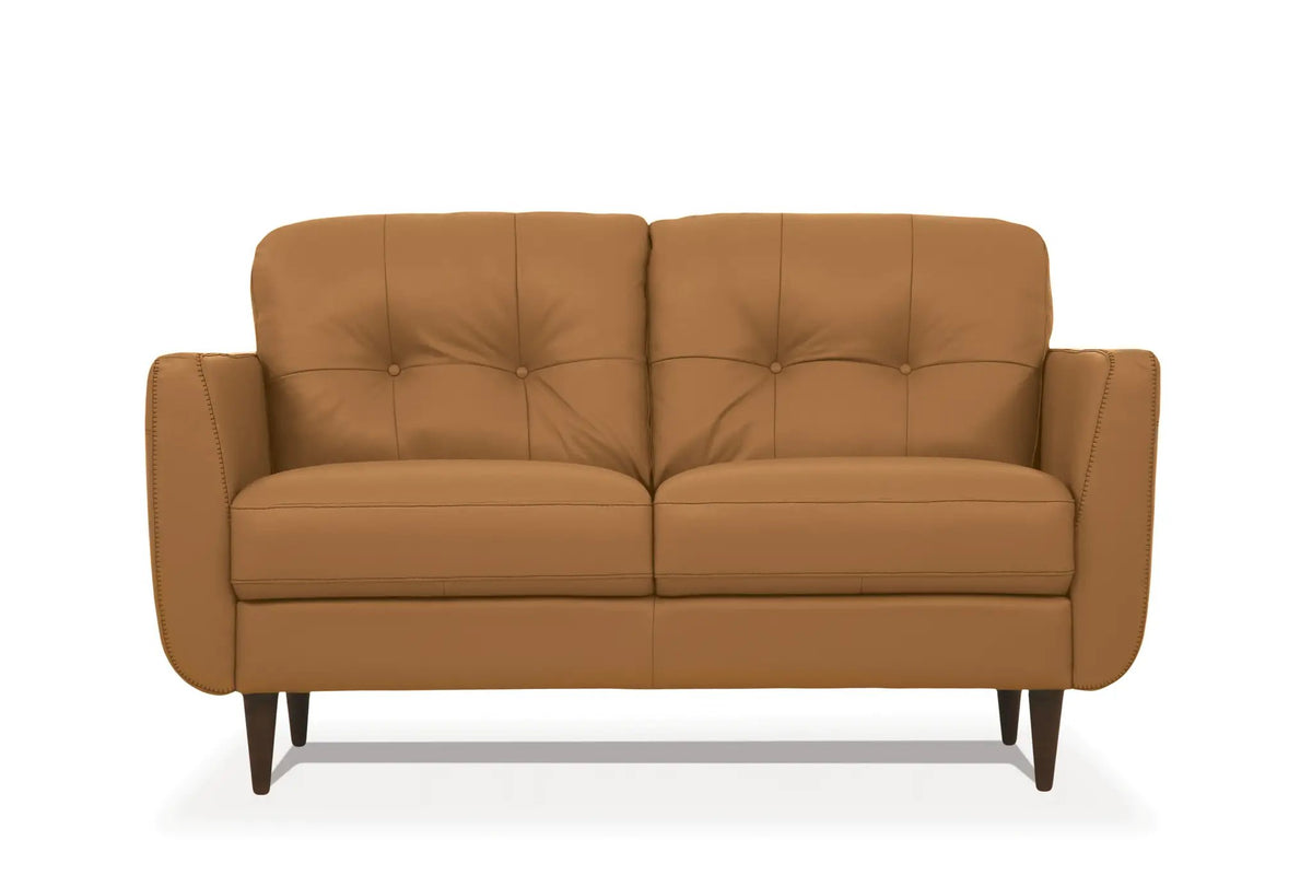 Radwan Camel Leather Loveseat (Assembled) by HouseOfZazla