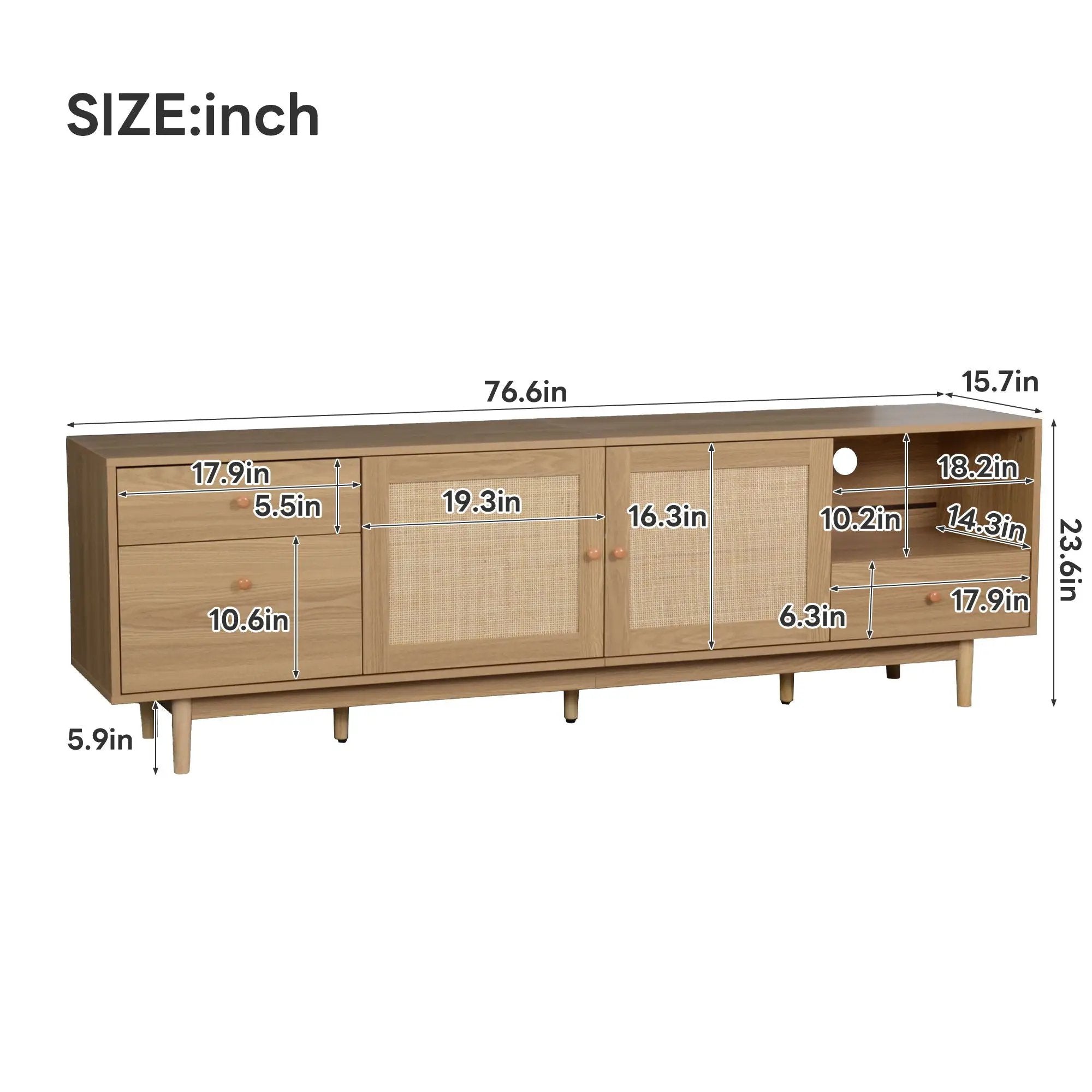 TV Stand With Doors - Natural by HouseOfZazla