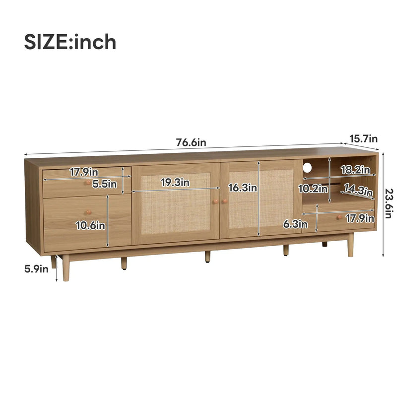 TV Stand With Doors - Natural by Unique Piece Furniture