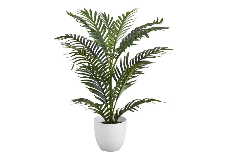 28" Tall, Artificial Plant, Palm Tree, Indoor, Faux, Fake, Floor, Greenery, Potted, Real Touch, Decorative - Green / White by Unique Piece Furniture