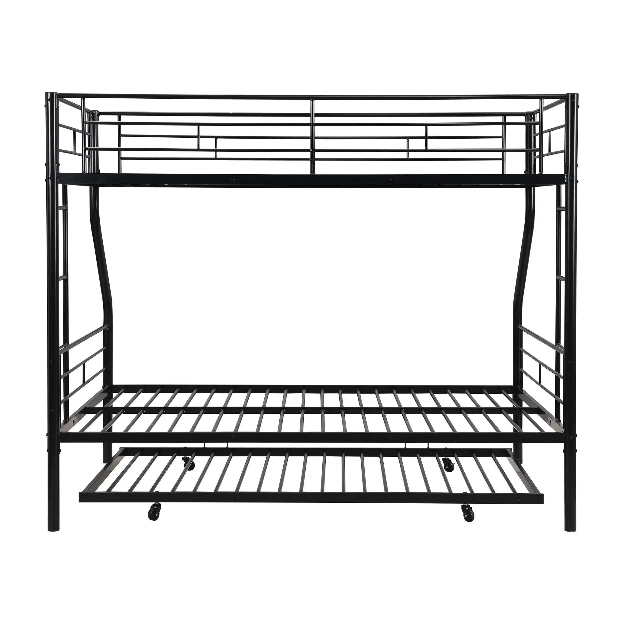 Twin Over Full Modern Metal Bunk Bed With Trundle - Black by Unique Piece Furniture