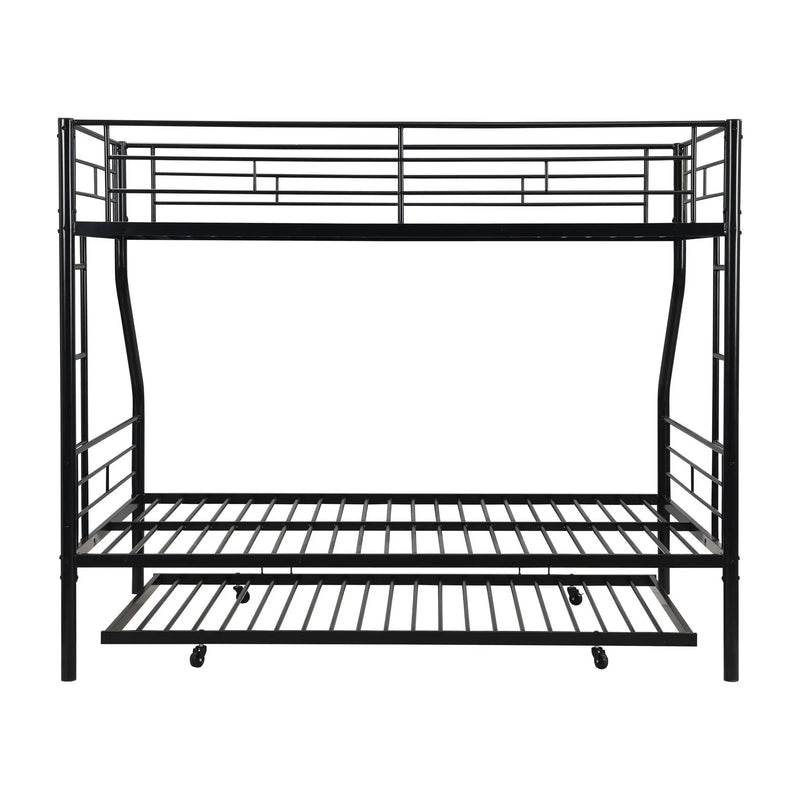 Twin Over Full Modern Metal Bunk Bed With Trundle - Black by Unique Piece Furniture