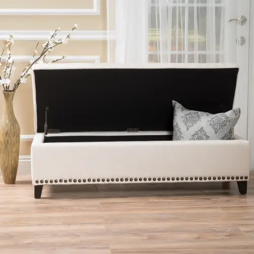 Storage Ottoman, Storage Bench with Safety Close Hinge by HouseOfZazla