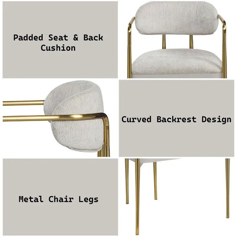 Zayn - Arm Chair (Set of 2) - Beige Chenille & Gold by Unique Piece Furniture
