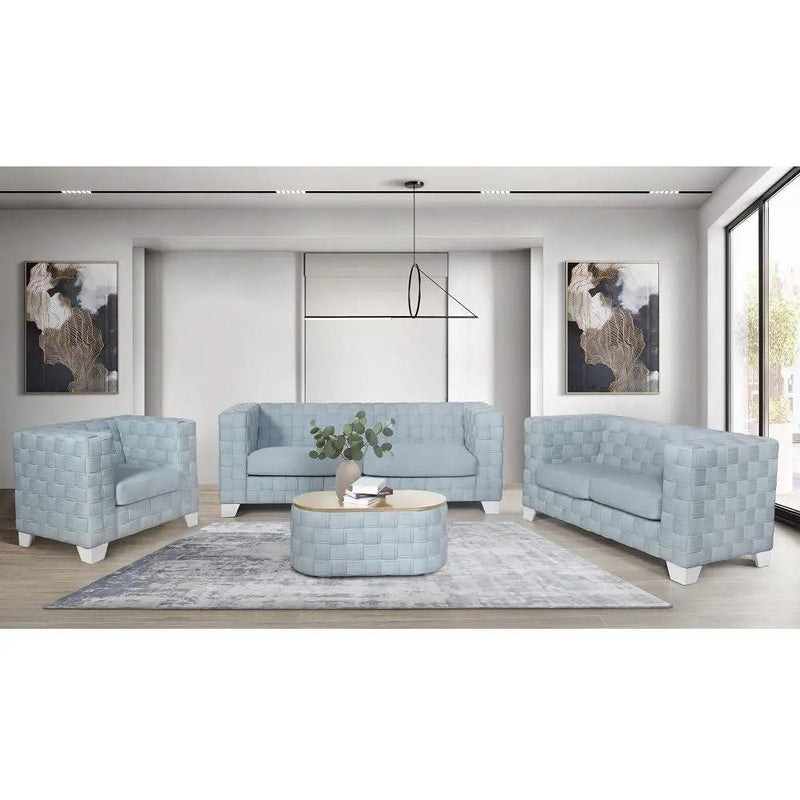 Saree - Sofa - Light Teal Chenille & White by Unique Piece Furniture