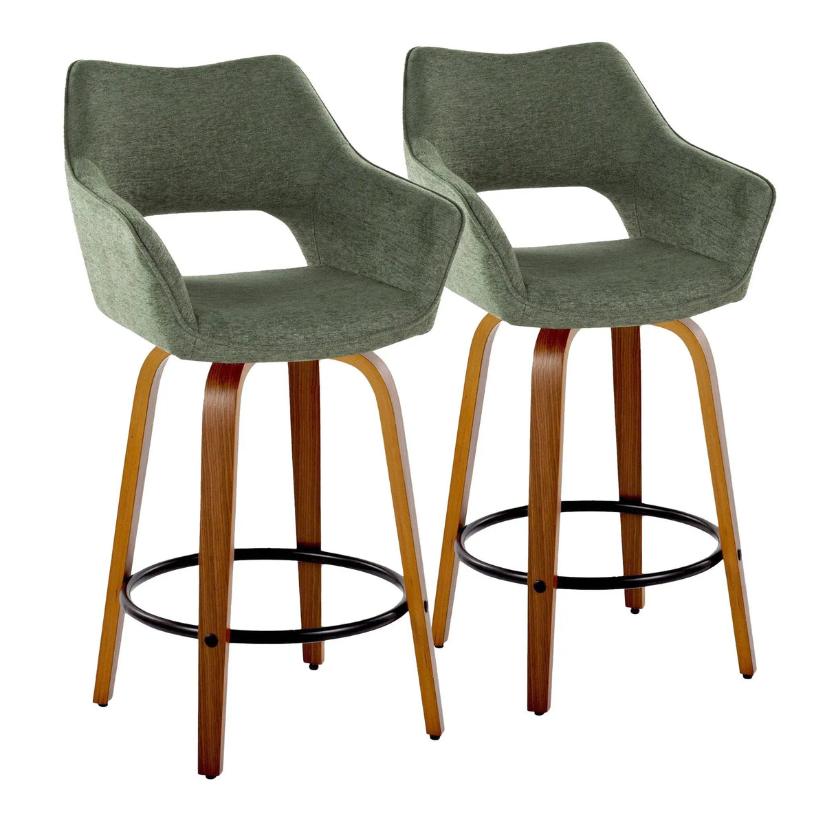 Mustang - Contemporary Fixed Height Counter Stool With Swivel With Round Footrest (Set of 2) by HouseOfZazla