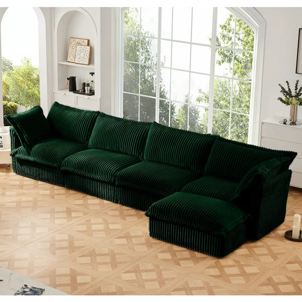 Slipcovered L Shape Sectional Long Sofa Couch, photo 2 of 9