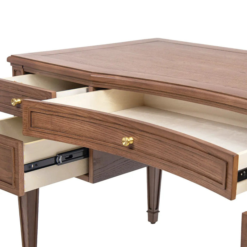 Dauphin Gold Accent 5-Drawer Wood Executive Desk Brown Ash Wood & Veneer by HouseOfZazla