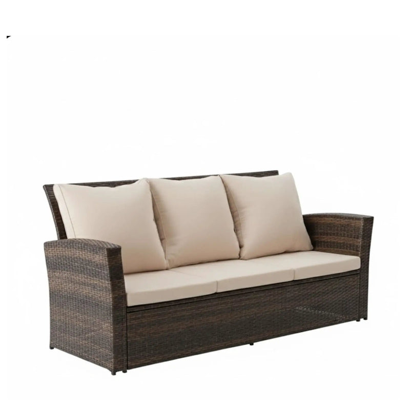 All-Weather Wicker 3 Seat Patio Sofa With Thick Cushions by HouseOfZazla