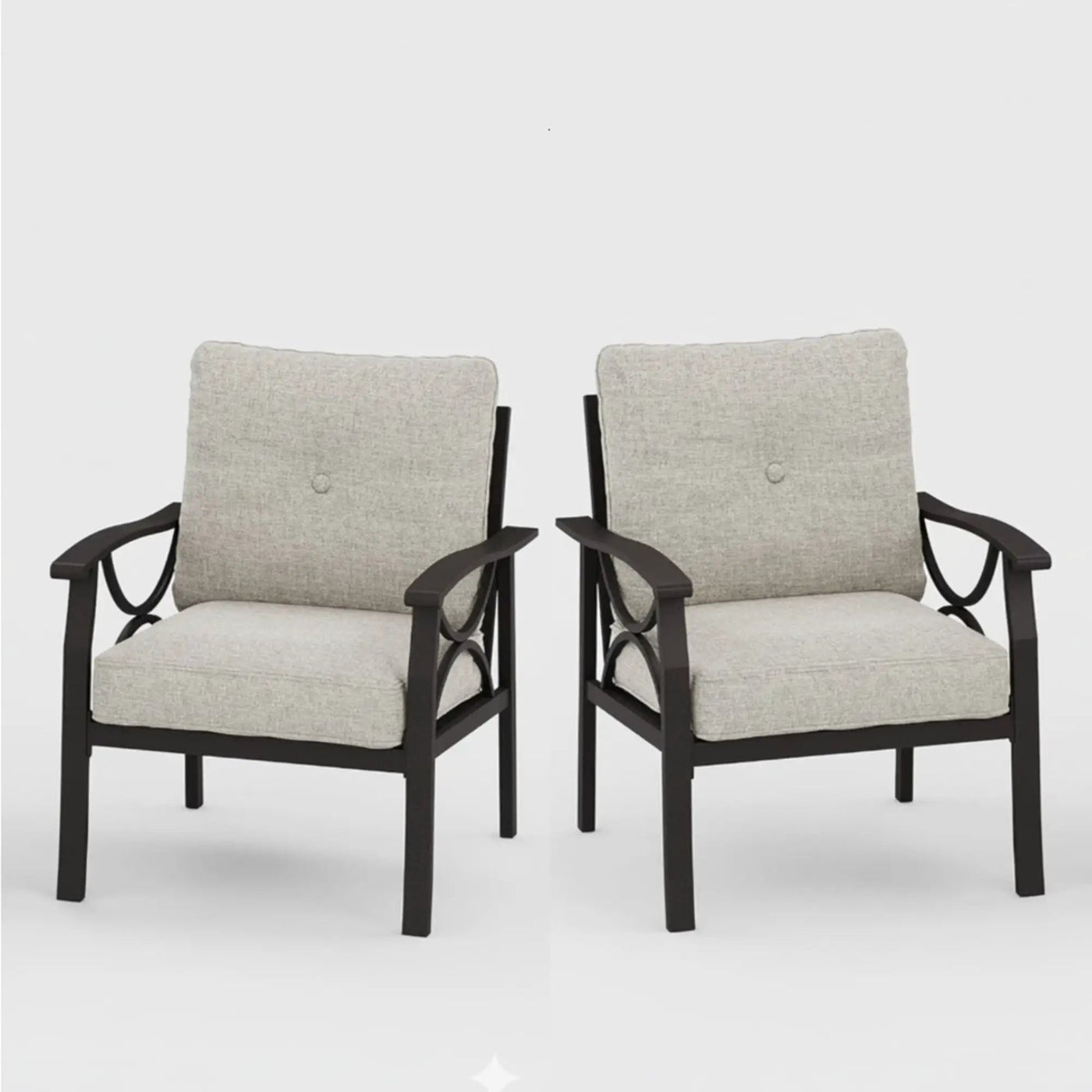 All-Weather Armchairs With Cushions, Modern Sculptural Design (Set of 2) by HouseOfZazla