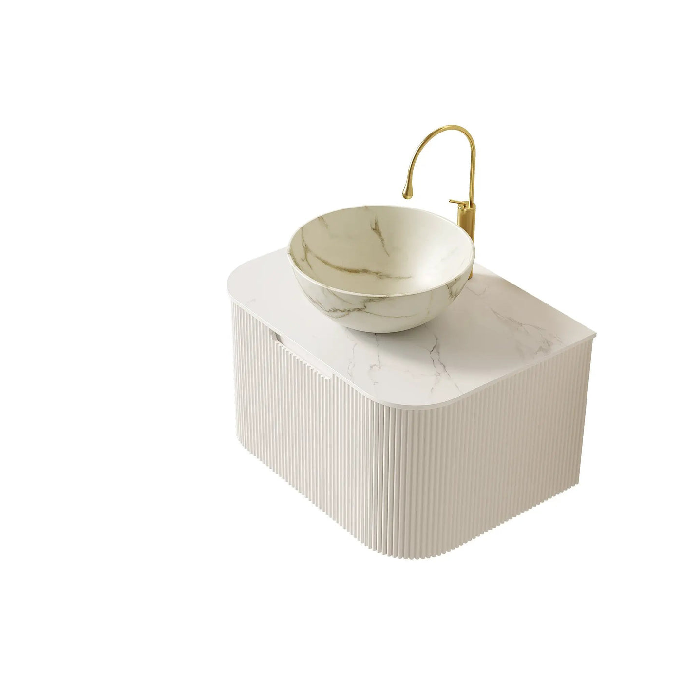 DINA 24" Bathroom Vanity & Sink with Floating Curved Edges by HouseOfZazla