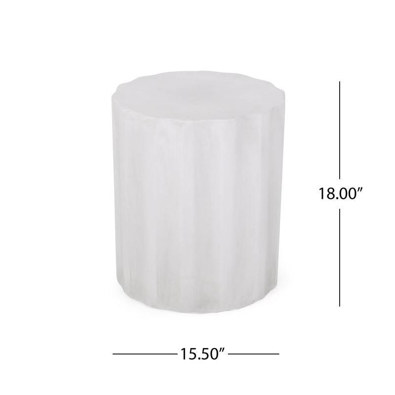 Outdoor Lightweight Concrete Side Table, Antique White by HouseOfZazla