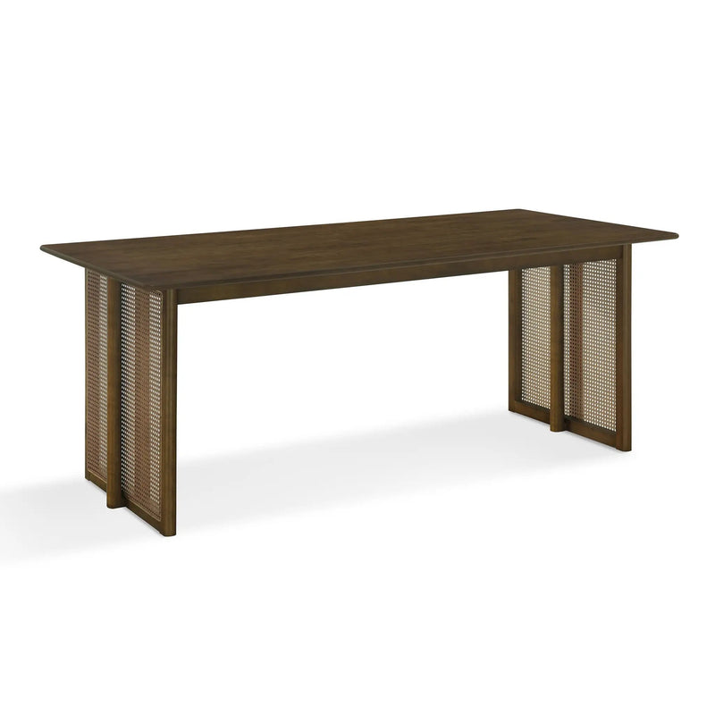 Walnut-Colored Rubber Wood Dining Set with Plastic Rattan by HouseOfZazla