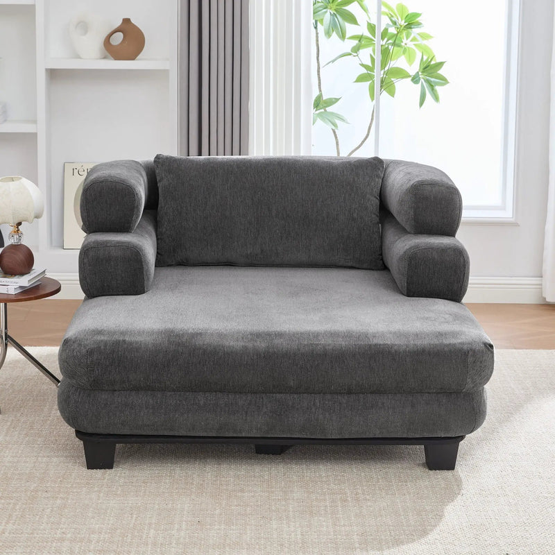 Oversized Chaise Lounge Sofa Bed with Deep Seat and Layered Armrests by HouseOfZazla