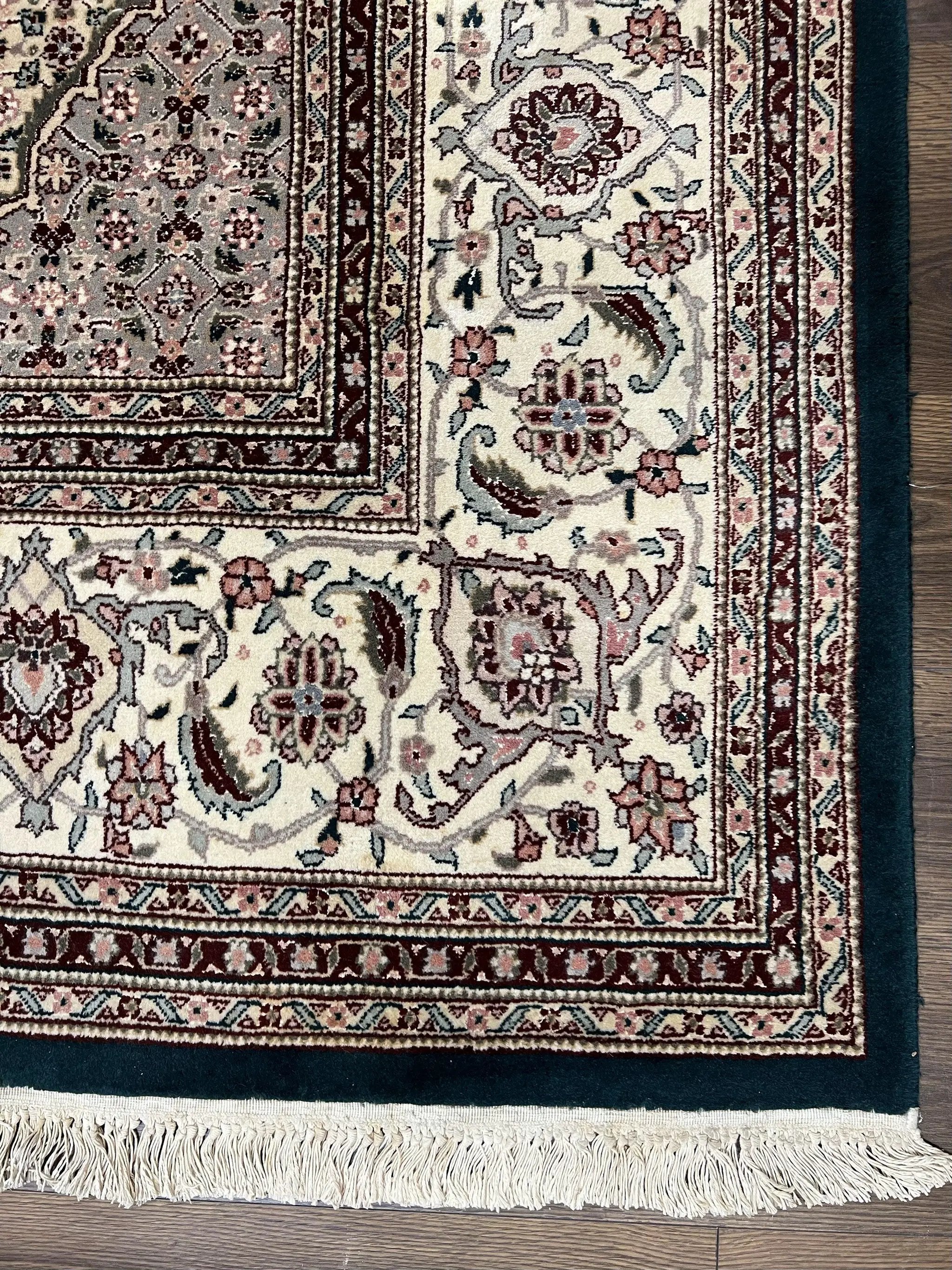 Sino Persian Rug 9x12, Dark Green and Ivory, Medallion, Mahi Herati, Elegant Oriental Carpet, Wool Hand Knotted Traditional Room Sized Rug by Jewel Rugs