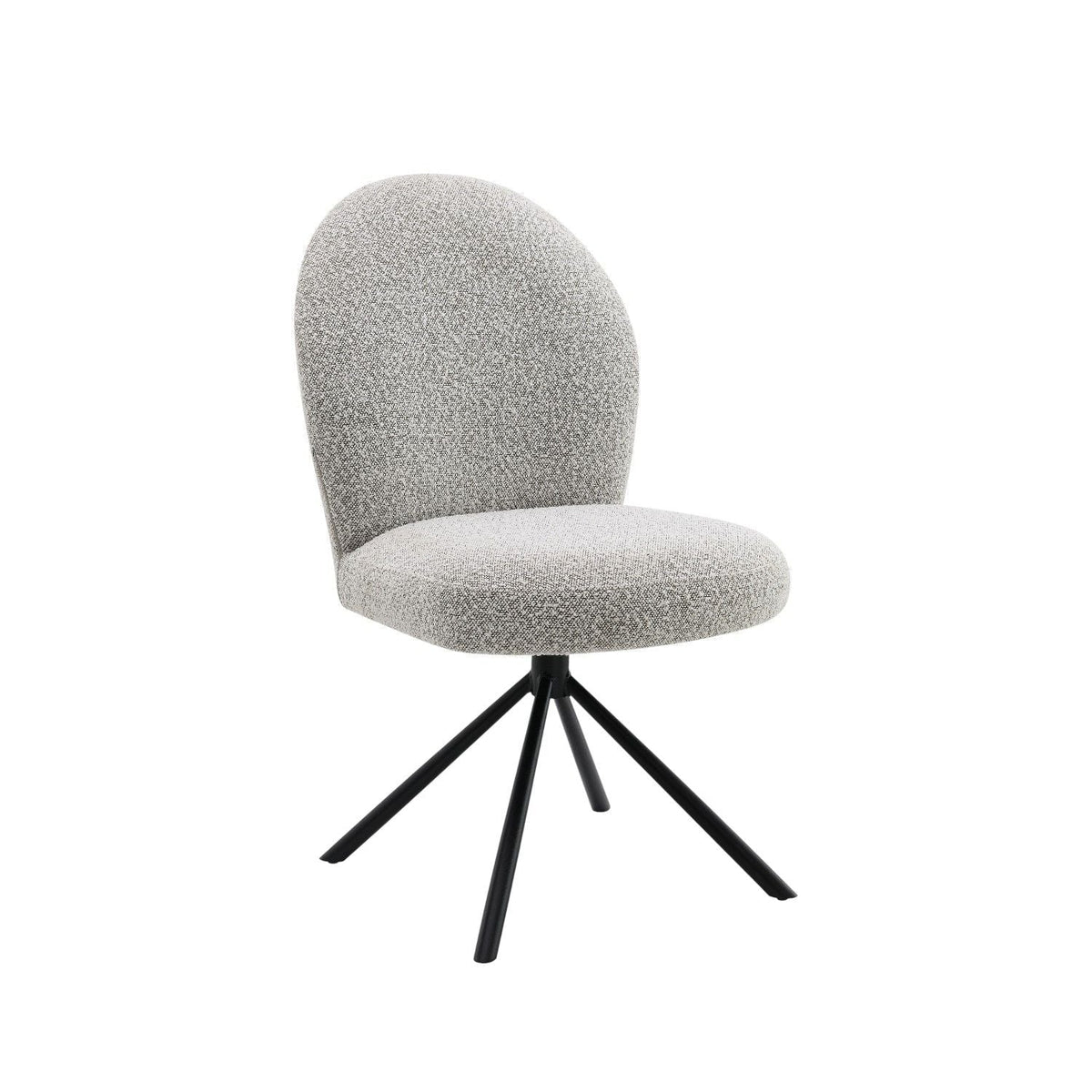 Gray Swivel Side Chair Set with Boucle Fabric - Set of 2