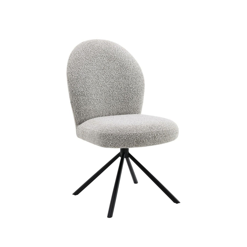 Gray Swivel Side Chair Set with Boucle Fabric - Set of 2