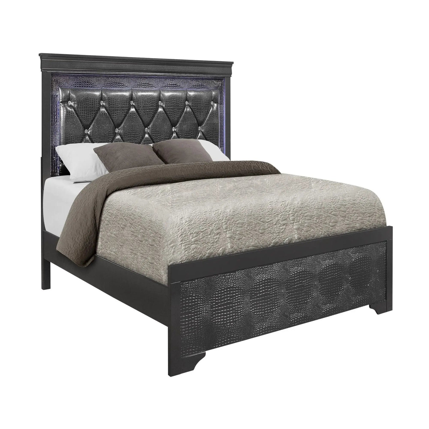 Shaker - Bed With LED Lighting And Crystal Inspired Tufted Headboard by HouseOfZazla