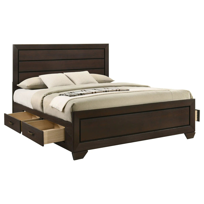 Kauffman Wood Eastern King Storage Panel Bed Dark Cocoa by Unique Piece Furniture
