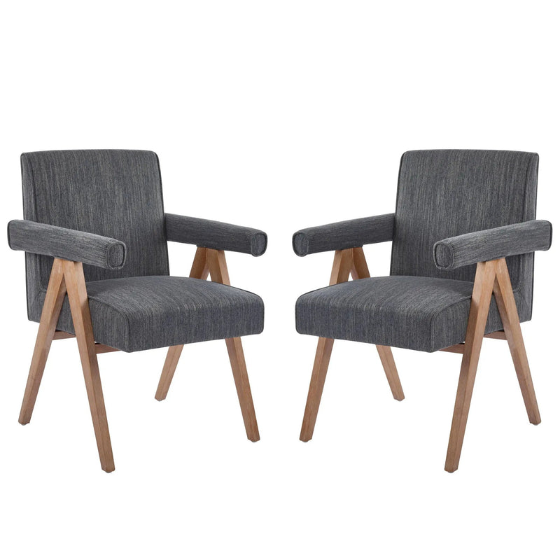 Contemporary Poppy Fabric Dining Armchair With Rubberwood Legs by HouseOfZazla
