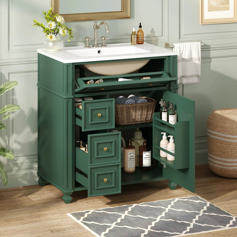 Bathroom Vanity Cabinet With Sink, Soft Close Doors With Door Organizer by Unique Piece Furniture