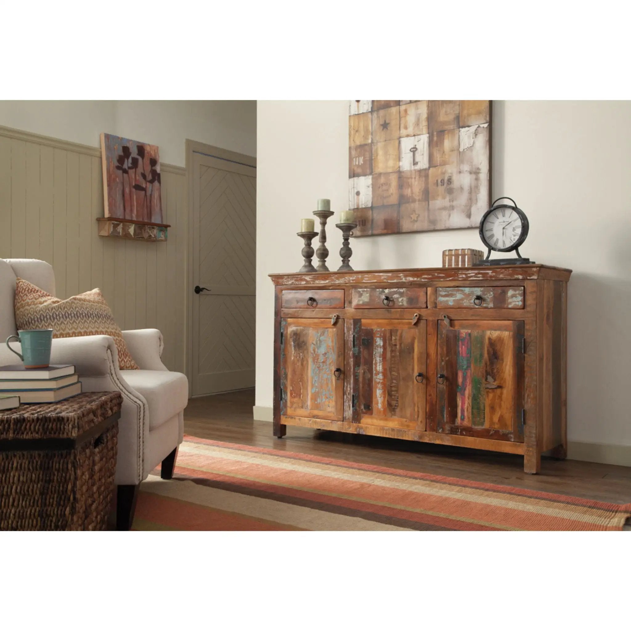 Mankato - 3 Drawer Accent Cabinet With 3 Doors - Wood by HouseOfZazla