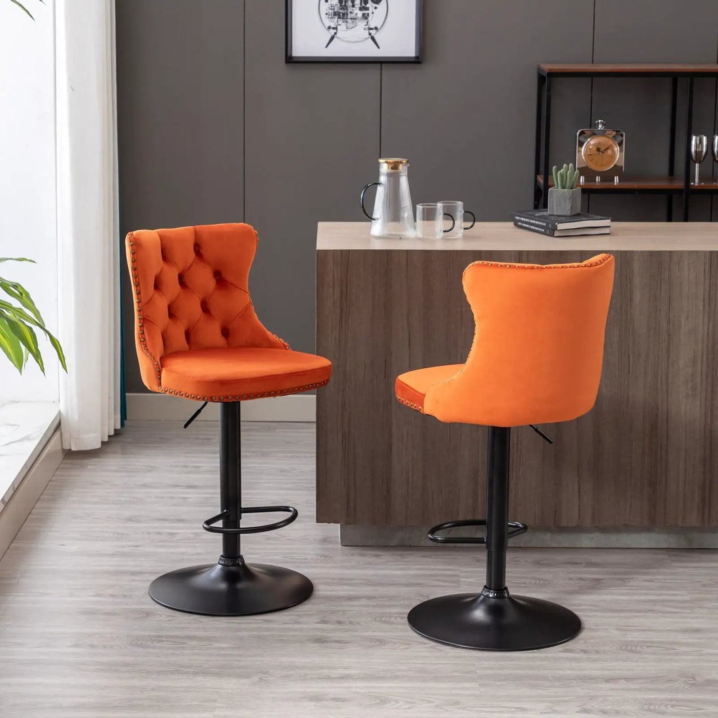 Swivel Barstools Adjusatble Seat Height, Modern Upholstered Bar Stools With Backs Comfortable Tufted For Home Pub And Kitchen Island (Set of 2) by HouseOfZazla
