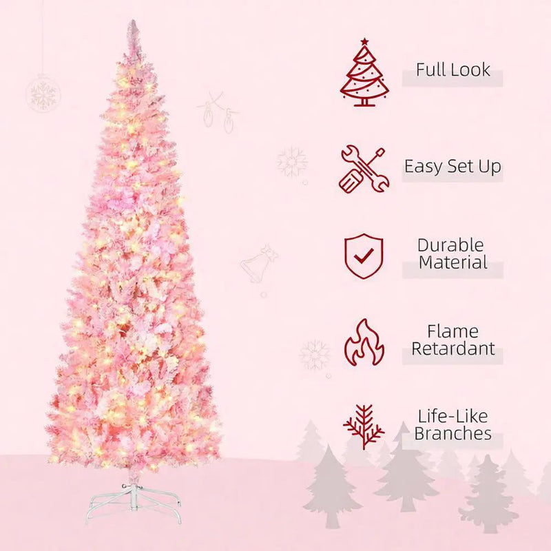 Snow Flocked Pencil Shape Artificial Christmas Tree by HouseOfZazla