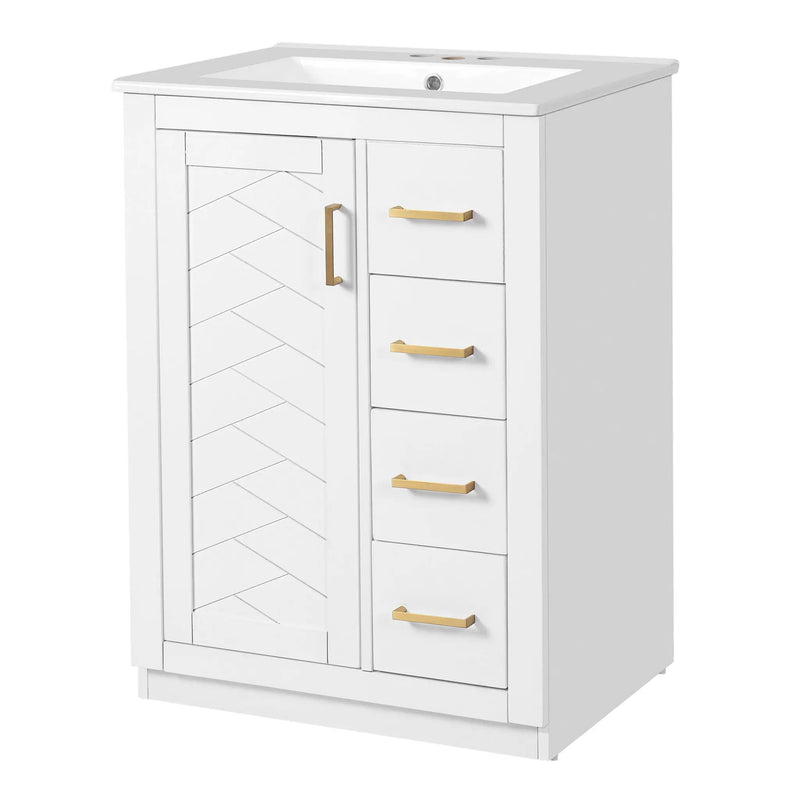Modern Bathroom Vanity With 1 Door And 3 Drawers by Unique Piece Furniture