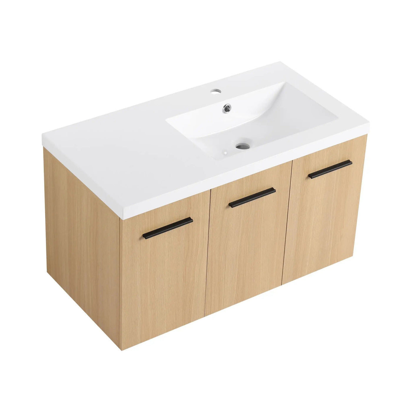 Wall Mounted Floating Bathroom Vanity With Sink, 3 Door Modular Cabinet by HouseOfZazla