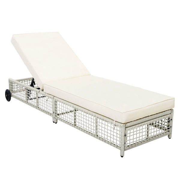 Outdoor Lounge Chair With 5 Position Backrest With Cushion And Wheels, photo 2 of 25