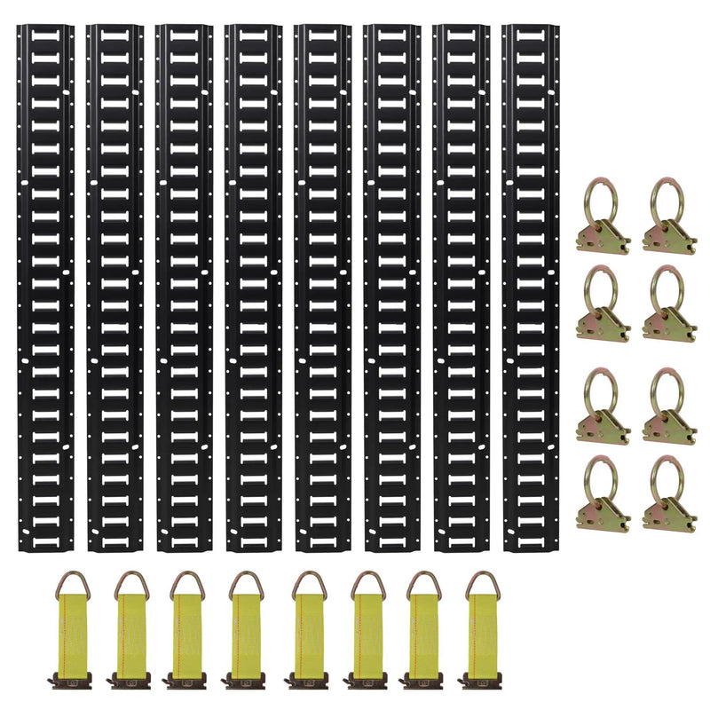 Heavy Duty E Track Tie-Down Rail Kit with O-Ring Anchors and Rope Tie Offs by HouseOfZazla