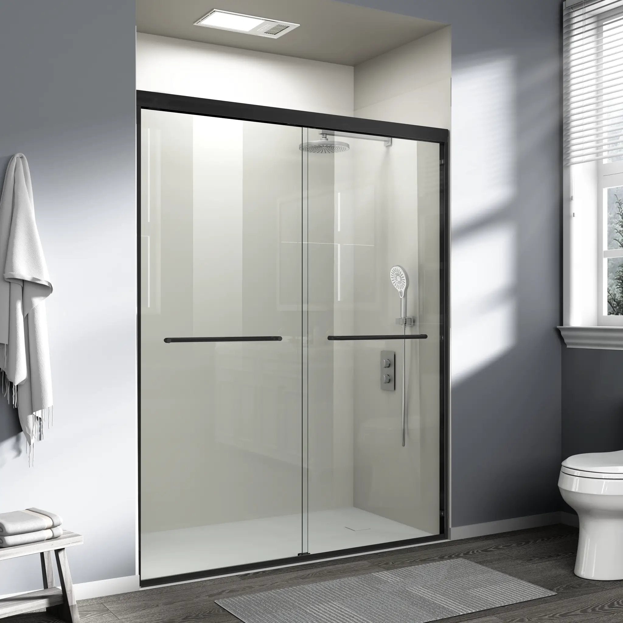 56-60 in. W x 72 in. H Double Sliding Shower Door, Semi-Frameless by HouseOfZazla
