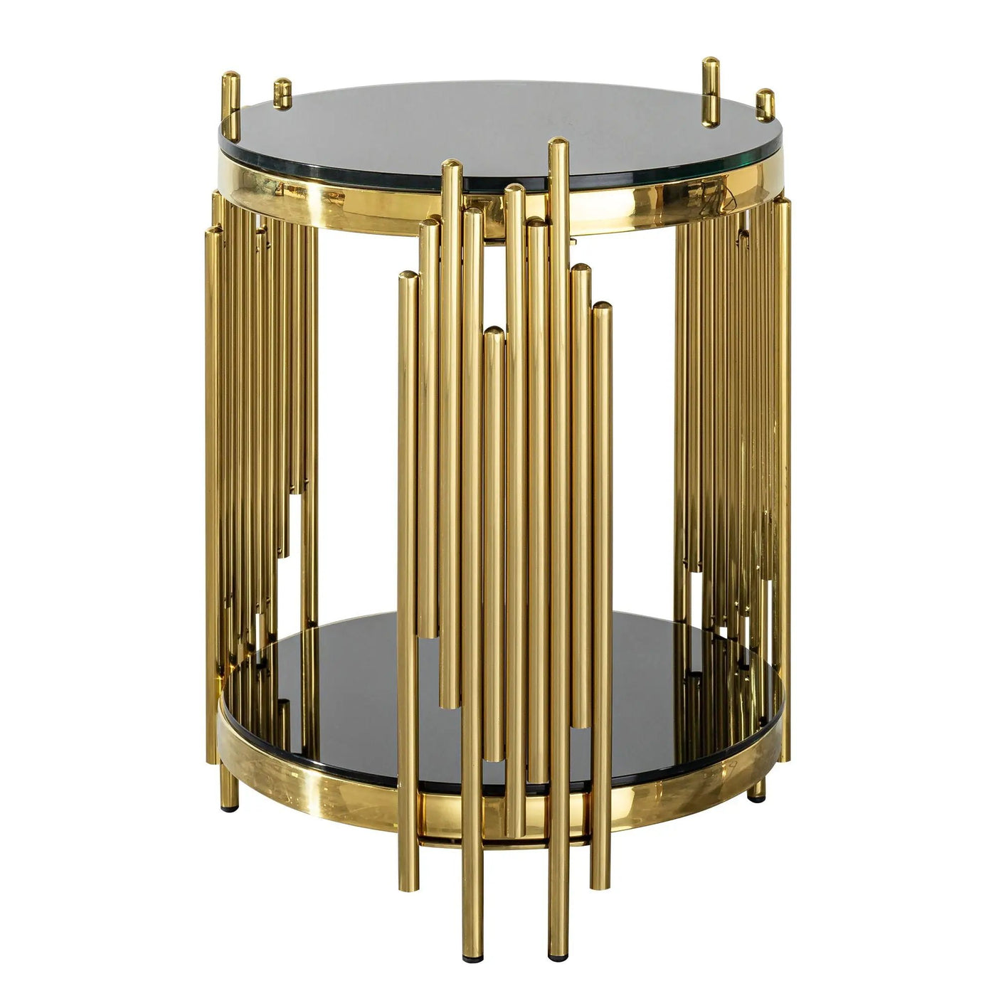 Elegant Round Table With Double Layer Tempered Glass Top And Stainless Steel Frame For Living Room by HouseOfZazla